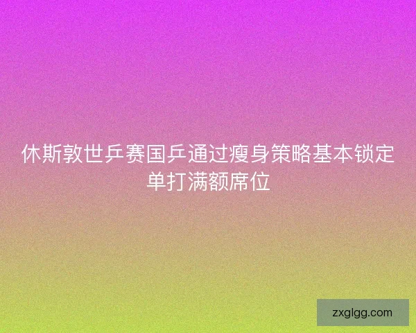 休斯敦世乒赛国乒通过瘦身策略基本锁定单打满额席位